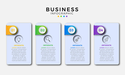 Business Infographic template. Thin line design with numbers 4 options or steps.