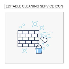 Wall cleaning line icon. Washing and disinfecting walls. Sanitization and sterilization. Cleaning service concept. Isolated vector illustration.Editable stroke