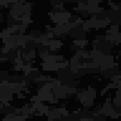 Digital camouflage pixel black pattern, print seamless.