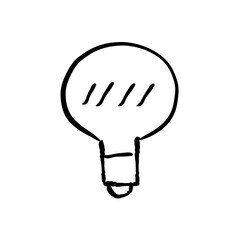 Hand drawn lightbulb. Idea and solution icon doodle. Handmade illustration of electric lamp.