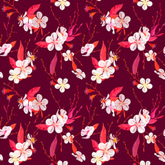 Spring seamless pattern of cherry blossom. Suitable for cards and wrapping paper for International Women's Day. 