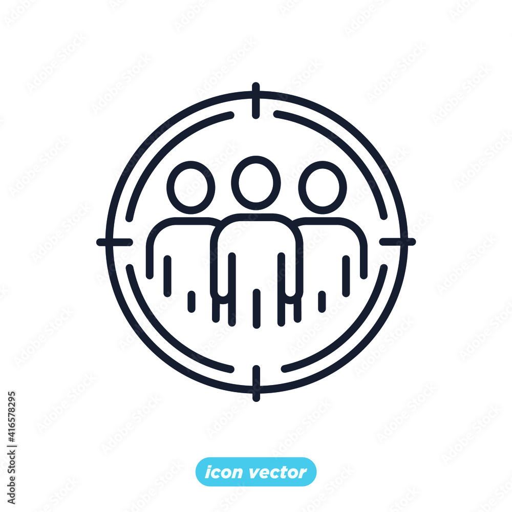 Poster seo audience targeting icon. search engine optimization symbol template for graphic and web design c