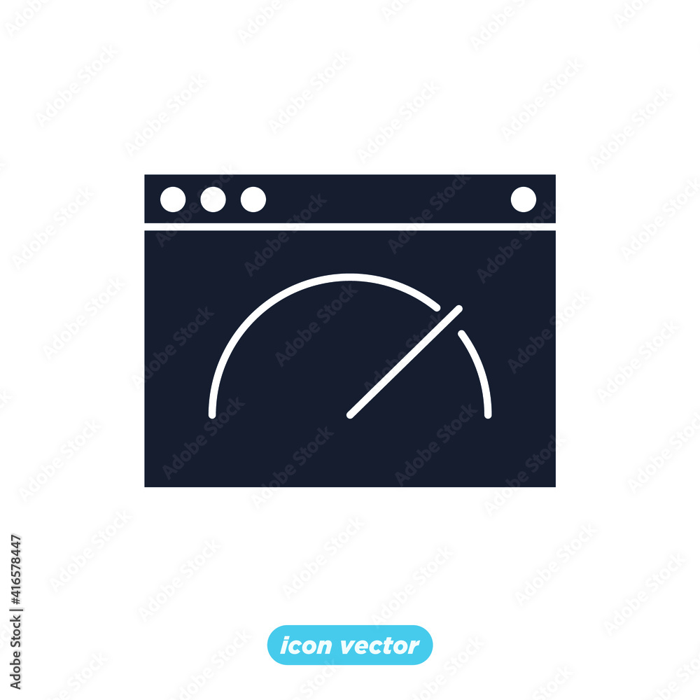 Poster seo page speed icon. search engine optimization symbol template for graphic and web design collectio