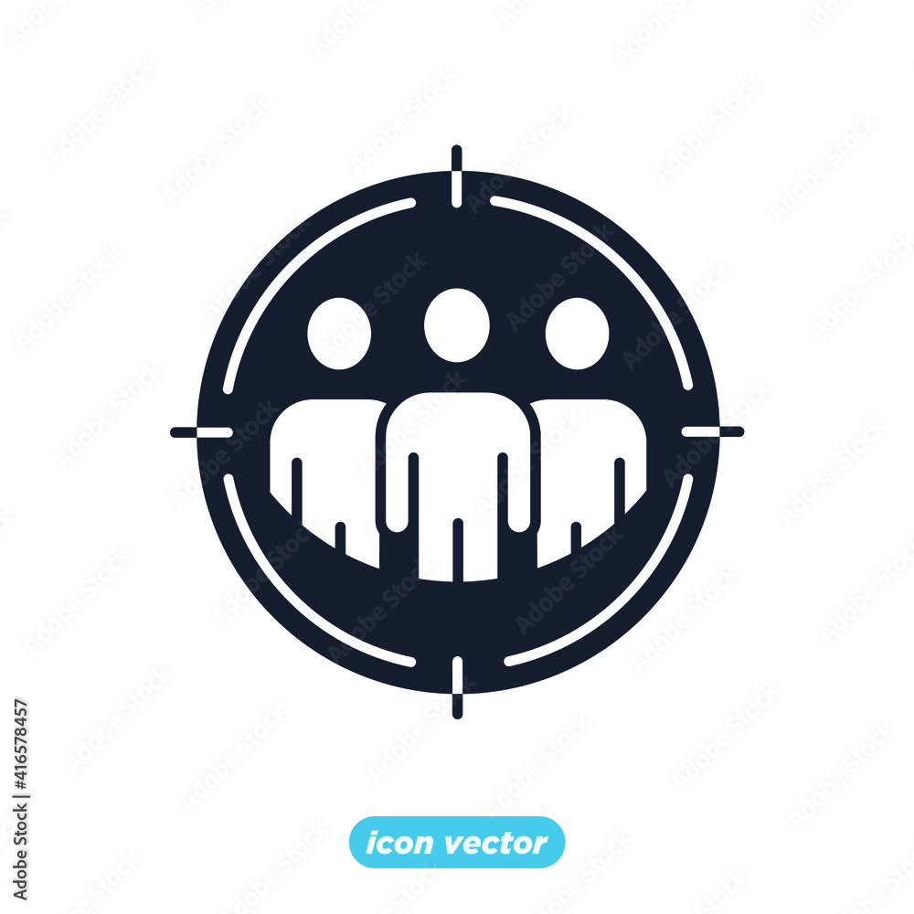 Poster seo audience targeting icon. search engine optimization symbol template for graphic and web design c