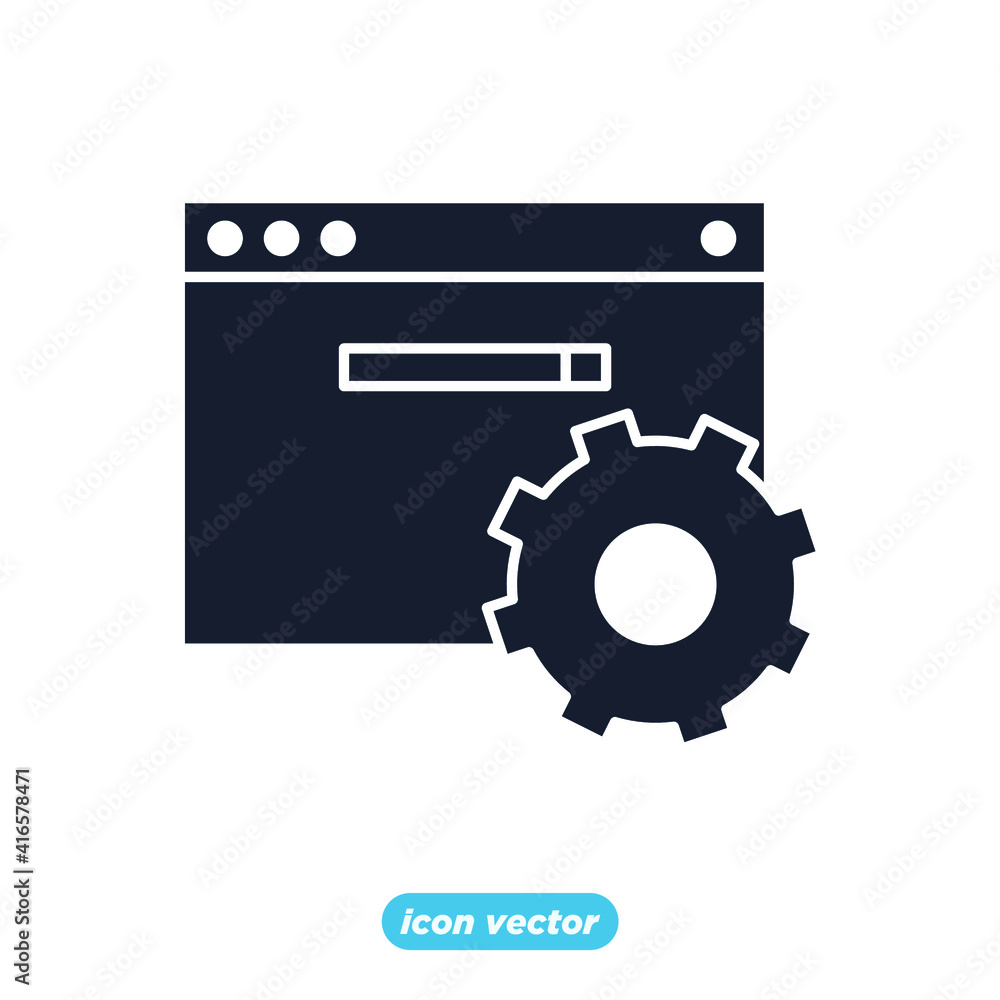 Poster seo website optimization icon. search engine optimization symbol template for graphic and web design