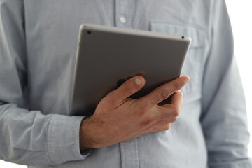 Business man working on your tablet.