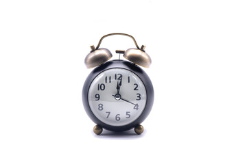Retro alarm clock on white background