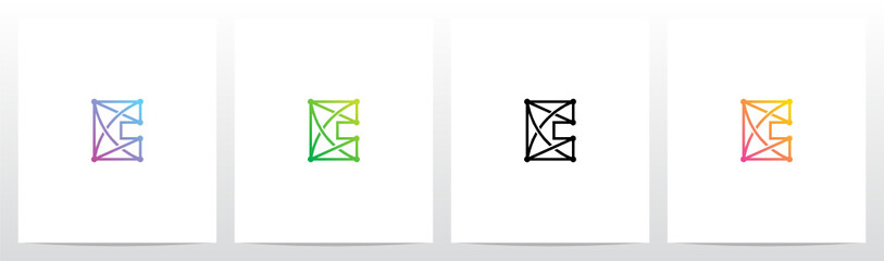 Linked Dot Lines On Letter Logo Design C