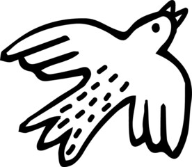 Cute little vector of bird or dove. Hand drawn isolated illustration.