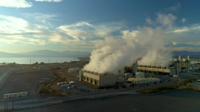 Power Station Aerial view, is a natural gas turbine power station at Vineyard, Lehi, Utah, United States. It was built by Lake Side Power LLC from helicopter Lake Side 