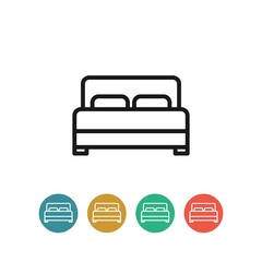 Bed flat vector icon. Hotel flat vector icon. Lodging flat vector icon