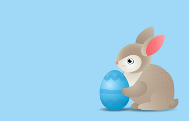 easter bunny holding a festive egg. vector illustration