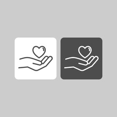 Heart in palms flat vector icon. Human flat vector icon