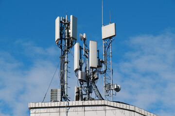 5G Cell Towers on sky background