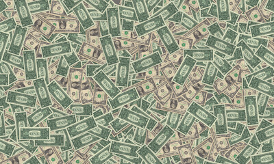 Pile of 1 dollar bill A illustration artwork.
