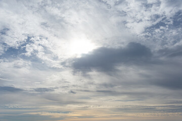 Fototapeta premium Panoramic view of the sky in the clouds at sunset