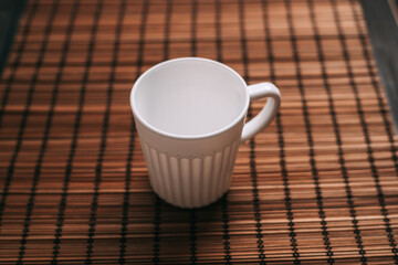 white mugs on the table for a drink ceramic cafe