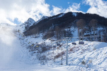 Panoramic view of the cable car in Rosa Khutor, Russia