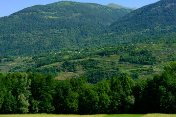 Obraz premium Landscape along the Sentiero della Valtellina, Italy, from the cycleway