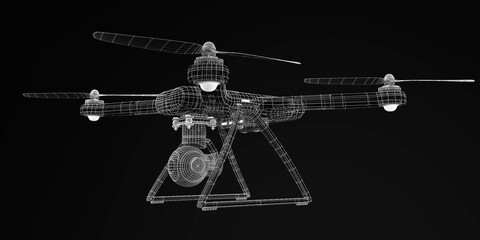 Drone 3 D model on background