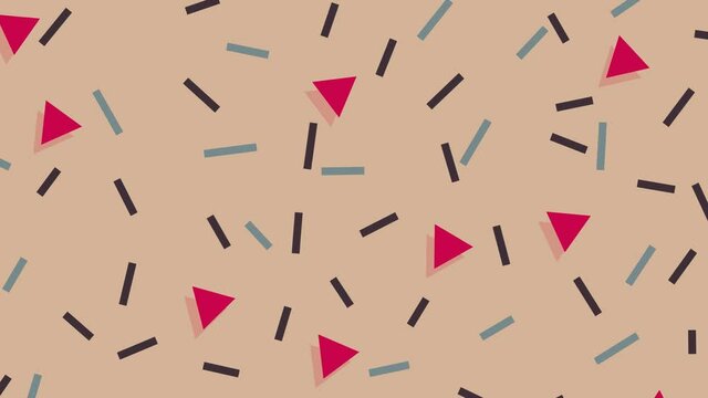 Trendy colorful fun shapes and pattern on seamless loop