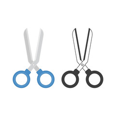 Set of scissors isolated on white background. Vector illustration in flat style. Sharp open Scissor.