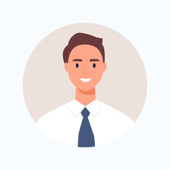 Businessman avatar, portrait of young man wearing a tie. Vector illustration cartoon flat style.