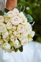 bride holding bouquet of flowers