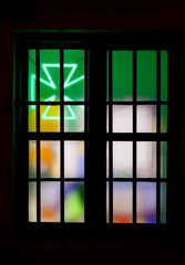 Illuminated window of a pharmacy