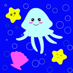 Fototapeta na wymiar Cute jellyfish