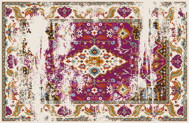 Carpet bathmat and Rug Boho Style ethnic design pattern with distressed texture and effect
- 416592026