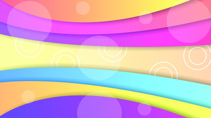 Abstract Colorful Gradient Background With Color Wavy Geometric Figures of Different Shapes And White Lines, Vector Design Style