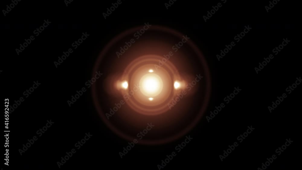 Poster abstract center gold optical flares spotlight with halo rotation motion loop effect element. 4k seam