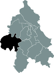 Black location map of the Belgradian Obrenovac municipality insdide the Serbian capital city of Belgrade, Serbia