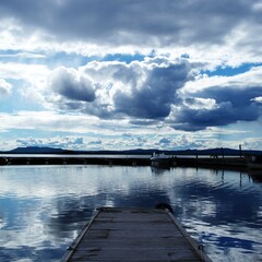 Pier view on lake Siljan in Dalarna, Sweden