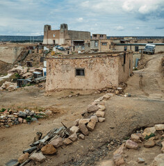 Houses at Acoma Pueblo. Sky City. New Mexico USA. Indian village. Indian culture. Pictures from 1984. 