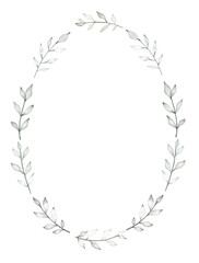 Spring Watercolor Invitation Template Floral Wreath oval shape