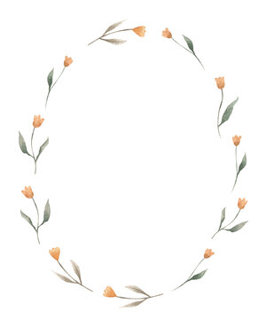 recommend clip art: Spring Watercolor Invitation Template Floral Wreath oval shape greeting card baby shower
