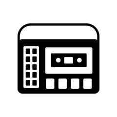 Retro cassette recorder player vector glyph icon