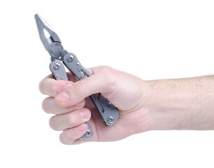 Hex key set in hand on white background isolation