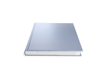 Closed book with grey hard cover isolated on white