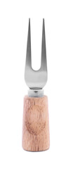 Cheese fork with wooden handle isolated on white