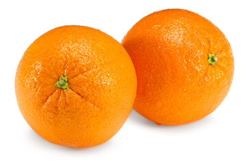 two orange fruits isolated on white background. healthy food. clipping path