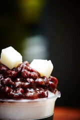 Red bean Shaved ice in a take-out cup
