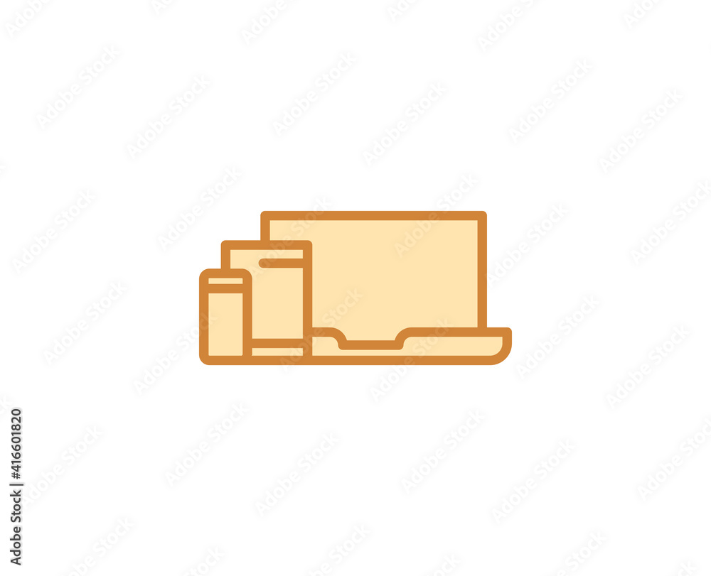Poster line electronic devices iicon isolated on white background. outline symbol for website design, mobil
