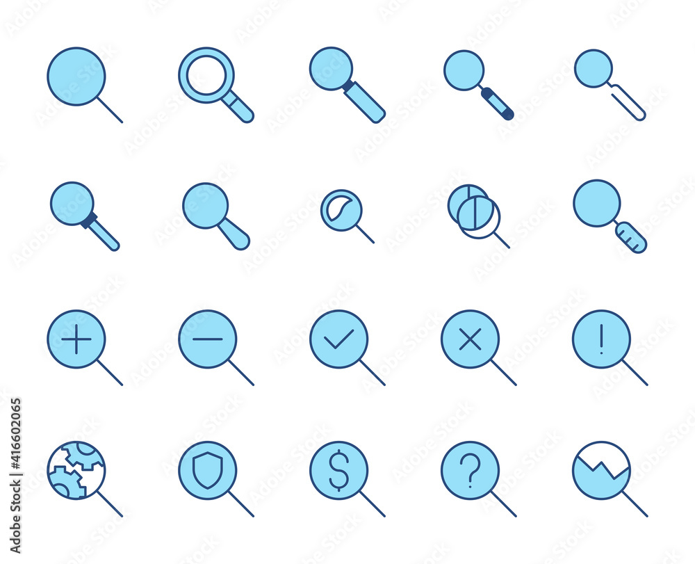 Poster search design icons set. thin line vector icons for mobile concepts and web apps. premium quality ic