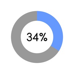 34 percent, circle percentage diagram on white background vector illustration.