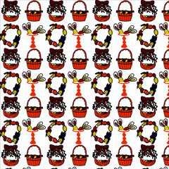 Naklejka premium HAPPY EASTER, EASTER, PAINTINGS, RESURRECTION OF CHRIST, Easter eggs, basket for Easter eggs, Easter wreath of eggs, Easter bunny, Easter, celebrate Easter together, Easter card, Easter poster, print 