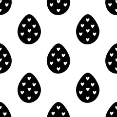 Seamless pattern made from hand drawn Easter eggs illustration. Isolated on white background.