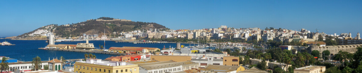 Ceuta, Spain - April 19, 2014: Great panoramic view of Ceuta, a beautiful Spanish city located in...